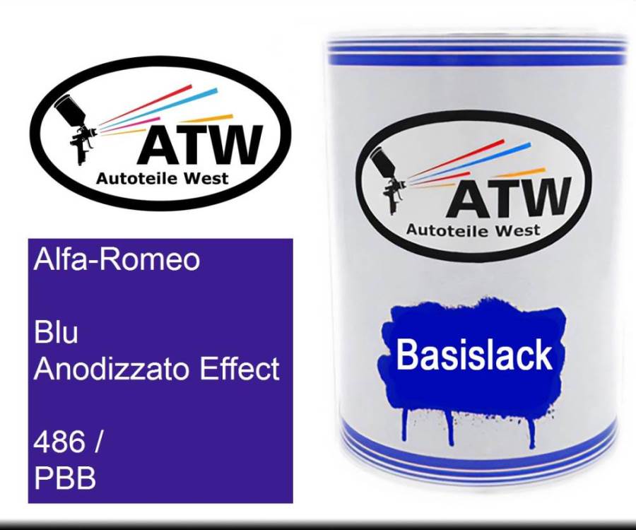 Alfa-Romeo, Blu Anodizzato Effect, 486 / PBB: 500ml Lackdose, von ATW Autoteile West.